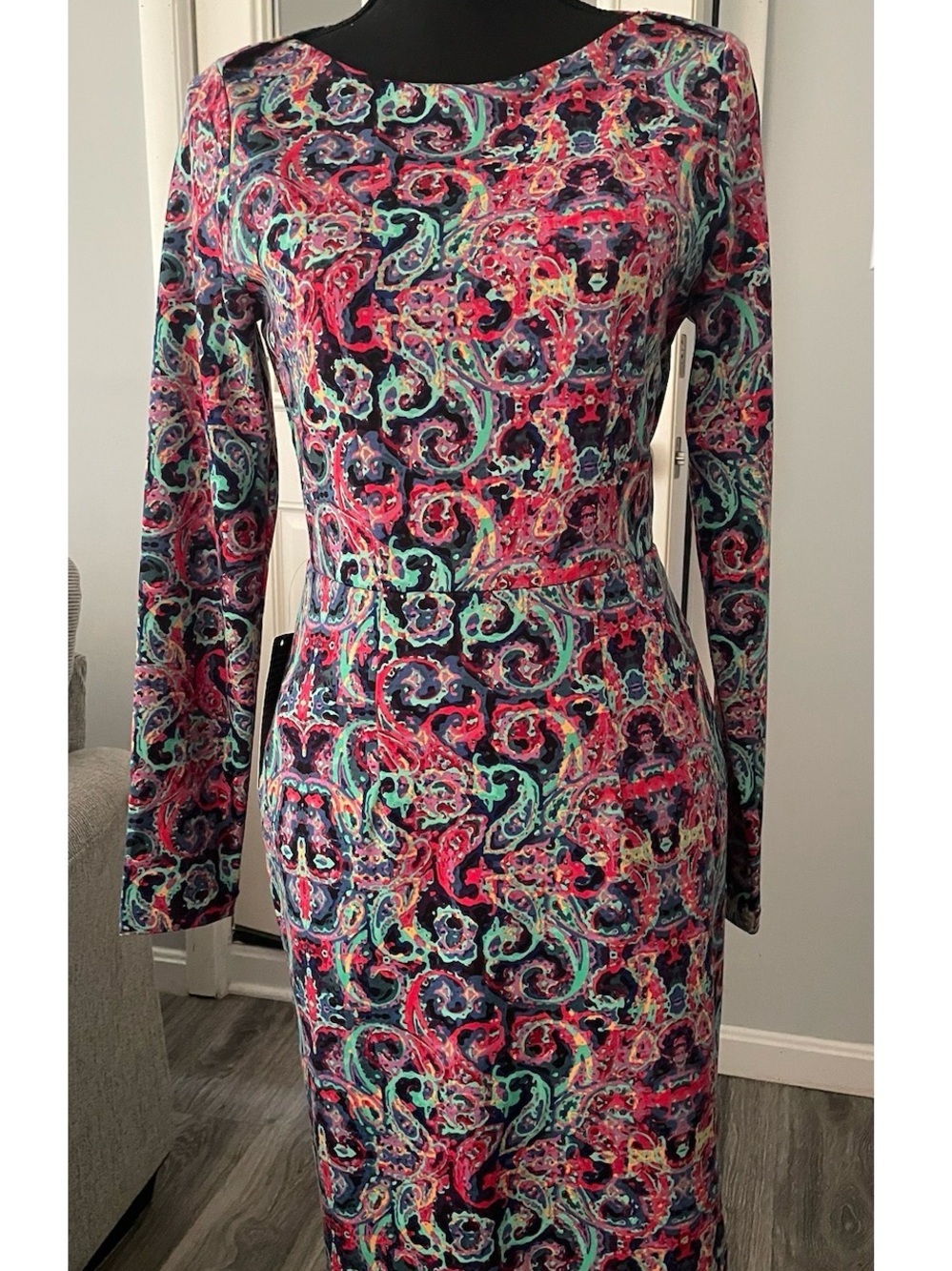 NWT  Long Sleeve Multicolor Swirl Print Dress by The Limited